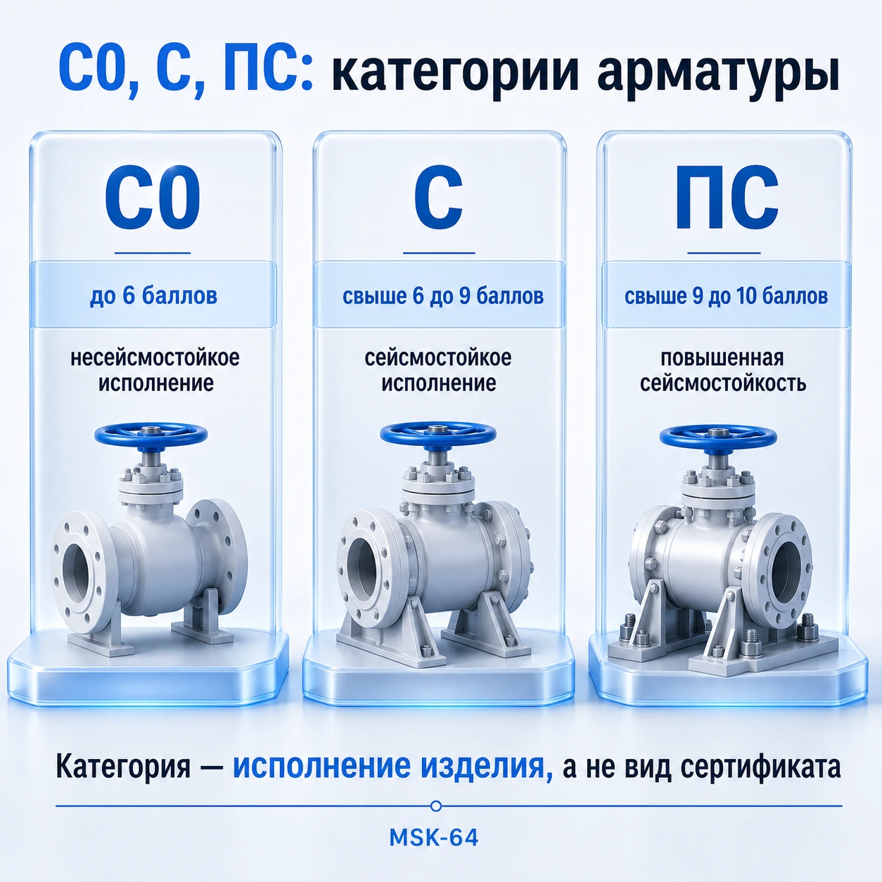 С0, С, ПС — категории сейсмостойкости трубопроводной арматуры