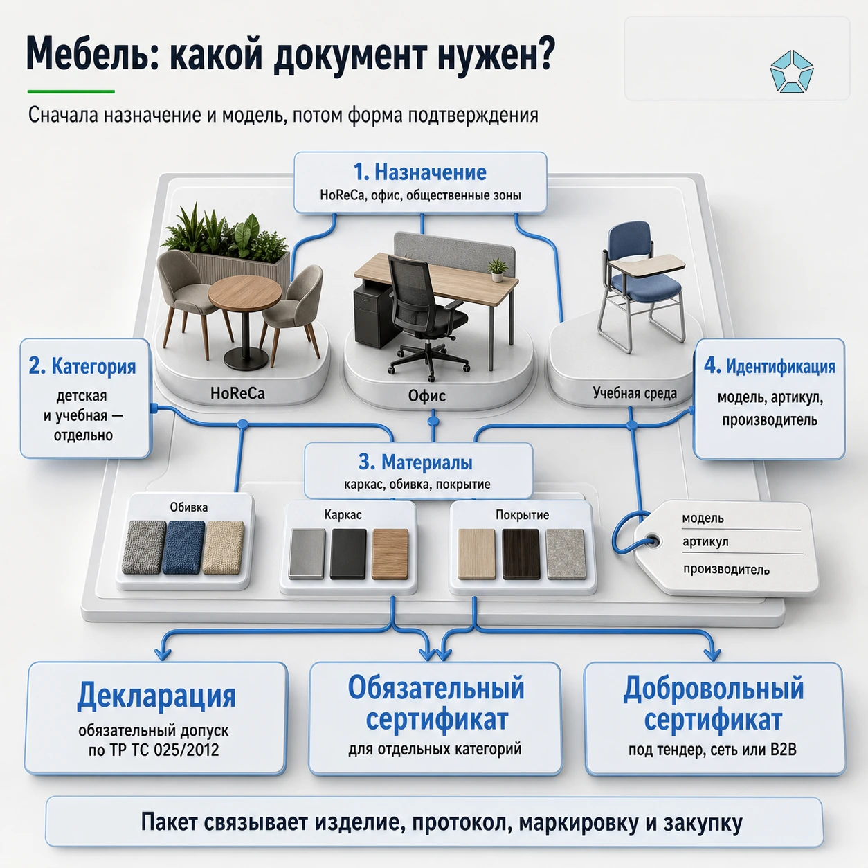 Сертификация мебели для HoReCa и офисов: декларация и сертификат