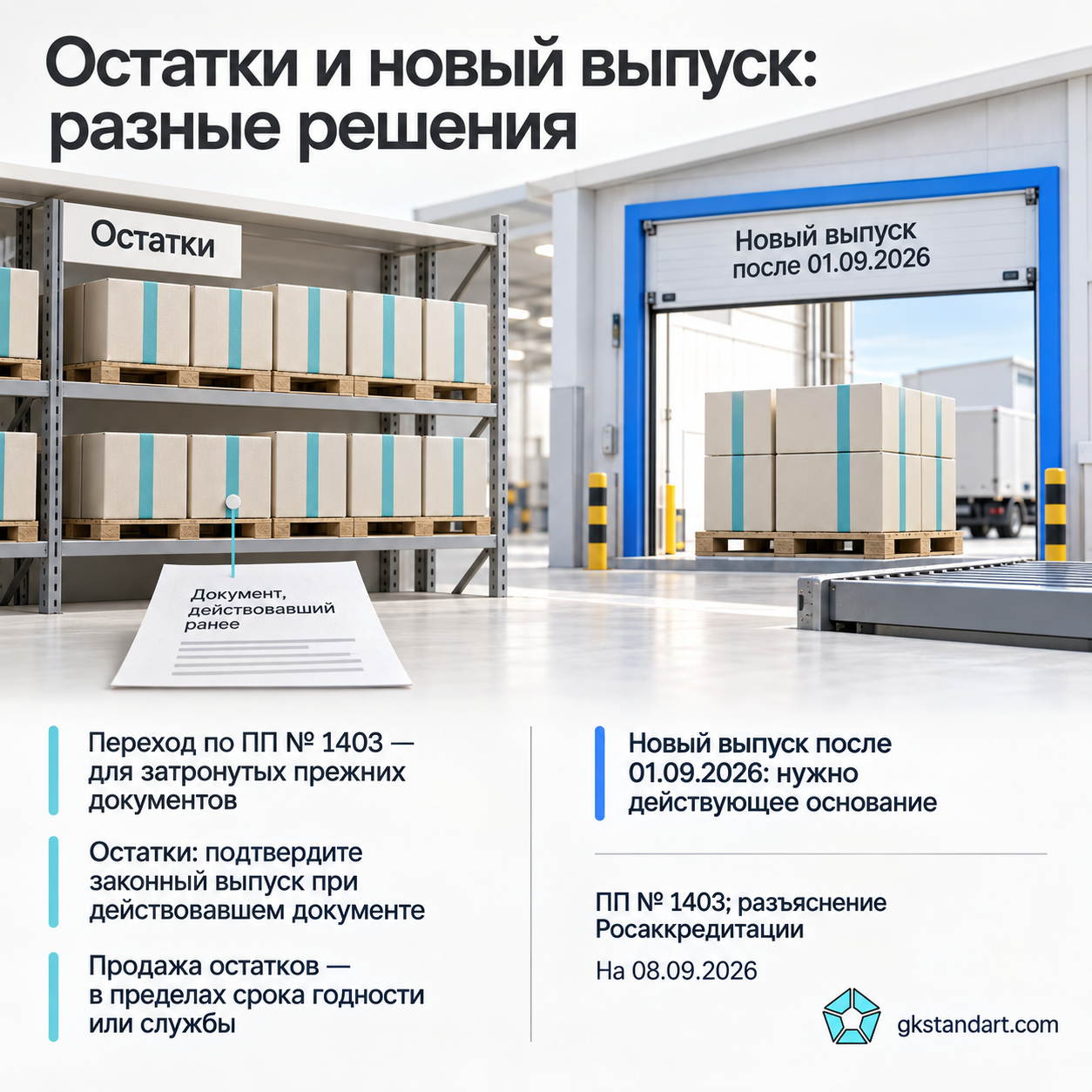 Склад с законными остатками и новый выпуск: разные условия обращения