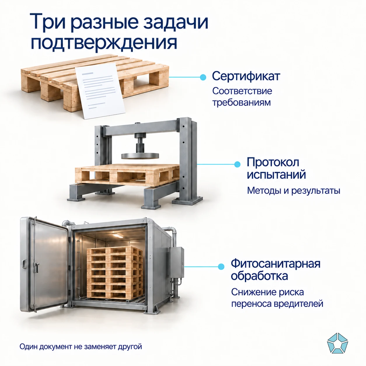 Различие добровольного сертификата, протокола испытаний и фитосанитарной обработки поддонов