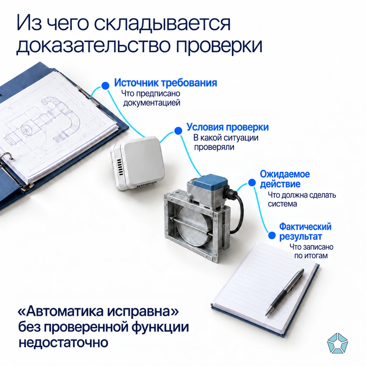 Связь требования, условий, ожидаемого действия и фактического результата проверки