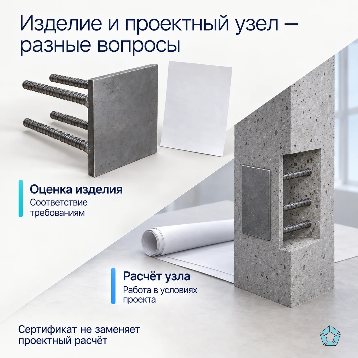 Различие оценки стальной закладной детали и расчёта проектного узла в бетоне
