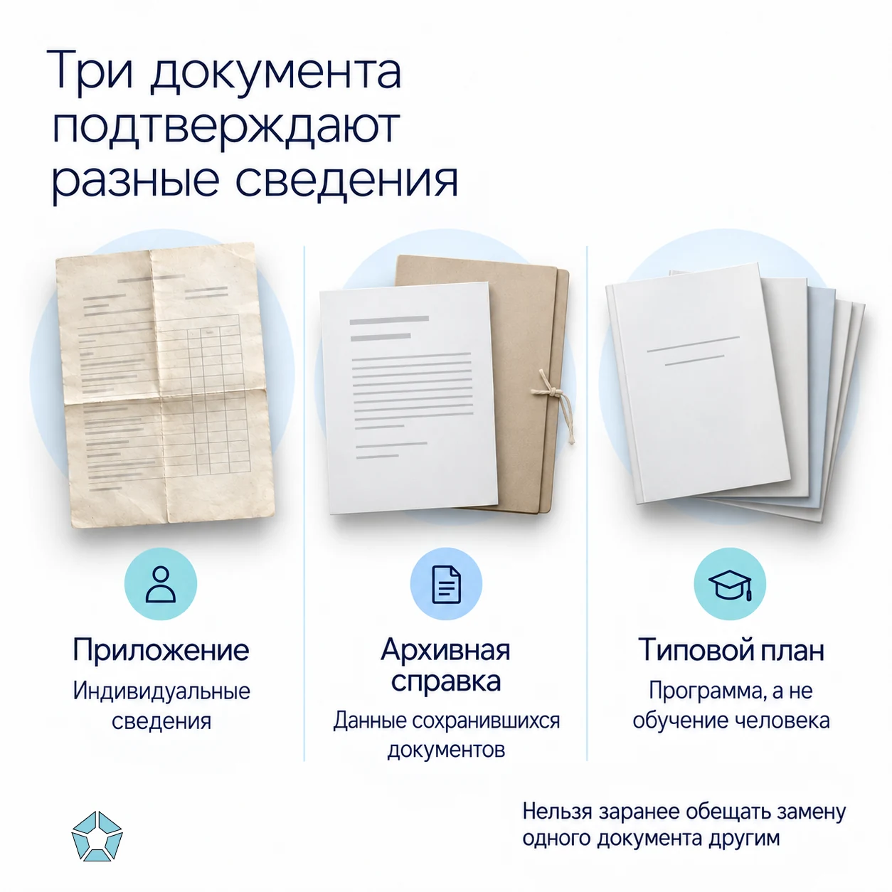 Разные сведения индивидуального приложения, архивной справки и типового учебного плана
