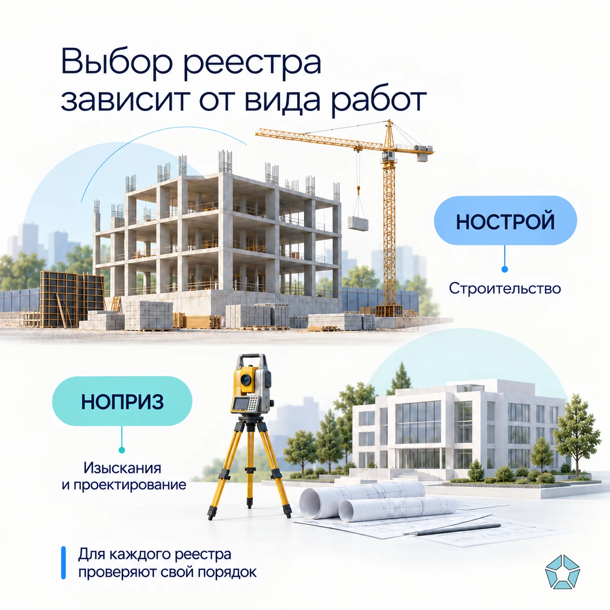 Строительство в НОСТРОЙ и изыскания с проектированием в НОПРИЗ