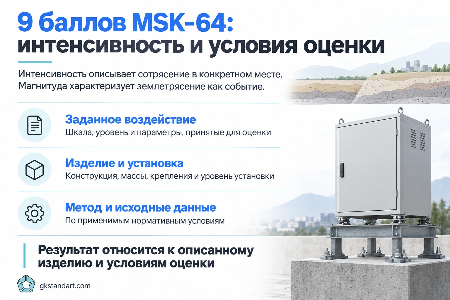 Интенсивность 9 баллов MSK-64 и условия оценки сейсмостойкости оборудования