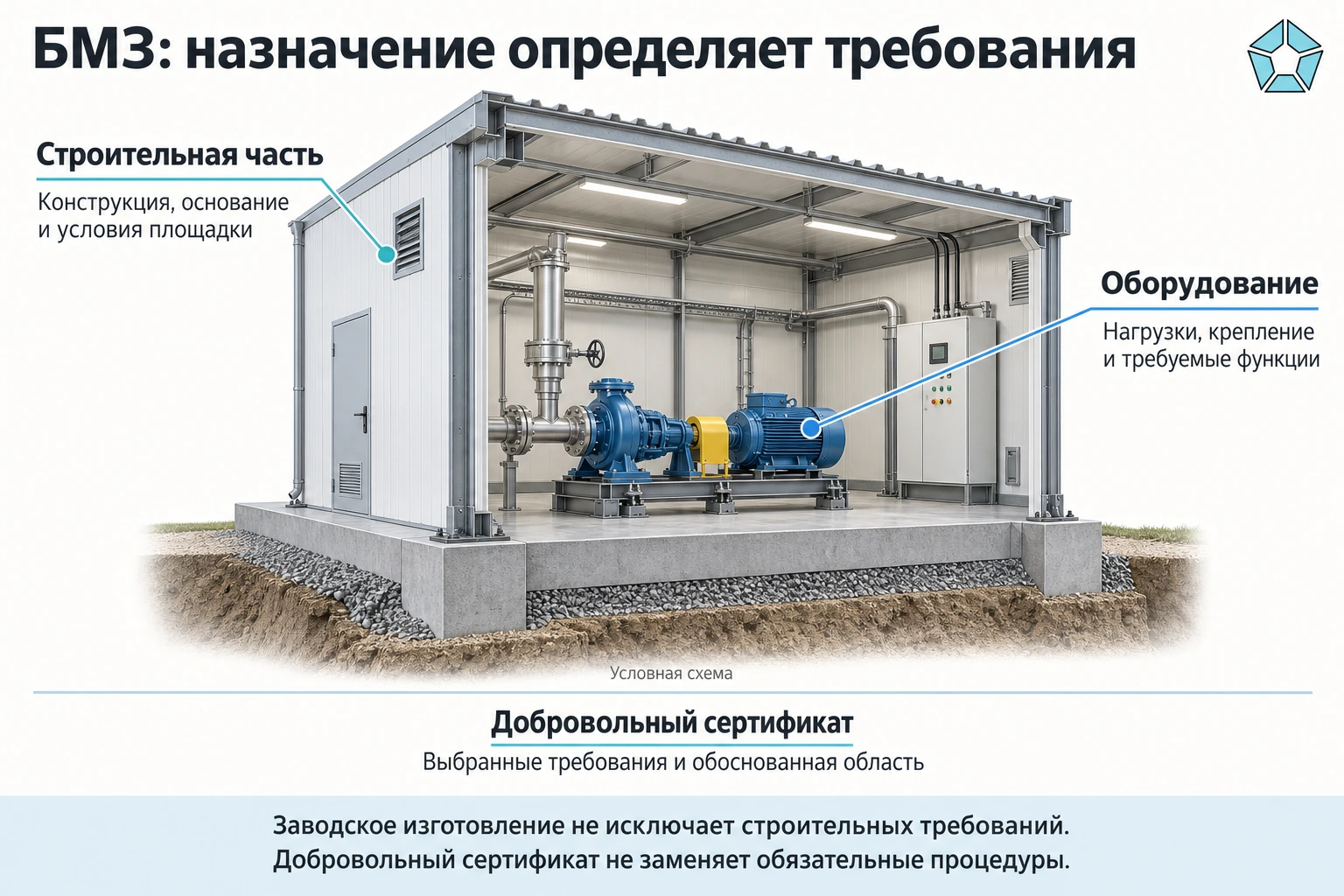 Связь строительной части и оборудования БМЗ с применимыми требованиями